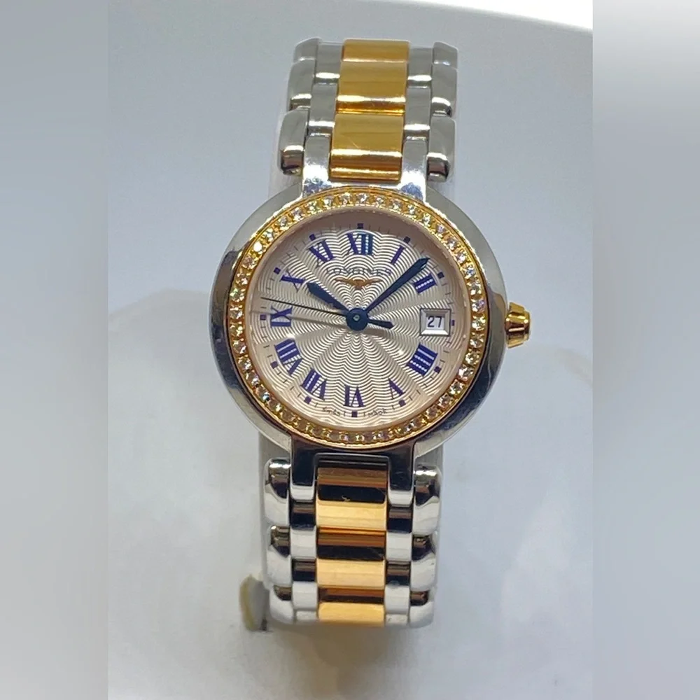 Longines PrimaLuna 18k Gold Steel DIamond Cream Dial Ladies Watch - Picture 5 of 16